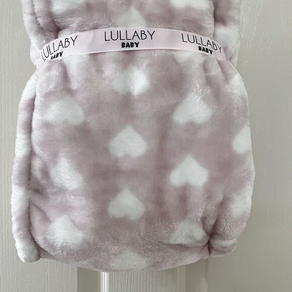 Lullaby Baby Pink Heart Print Luxury Velvet Baby Blanket Lovey 30 in x 40 in - Picture 12 of 13